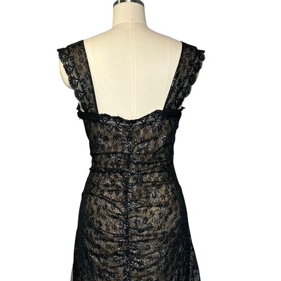 Randolph Duke  Vintage 1990s Black Lace Metallic Cocktail Gown with Train - Picture 11 of 13